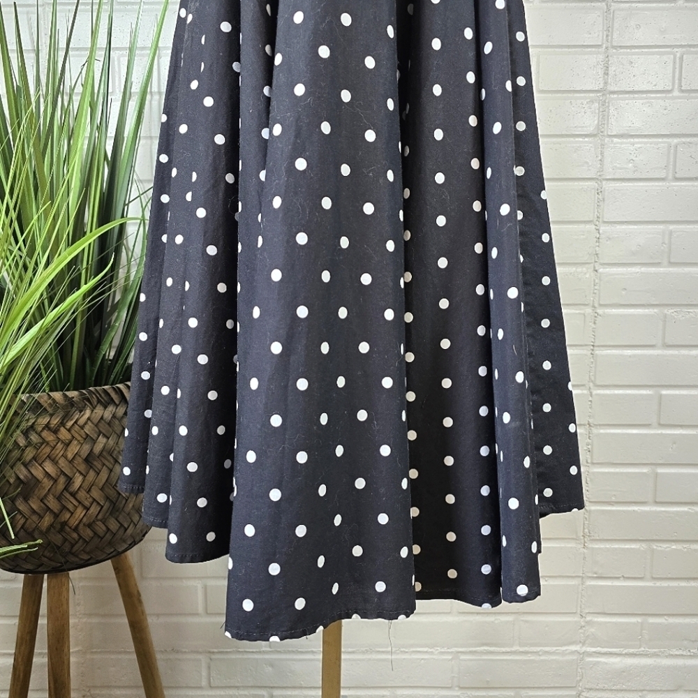Venus Polka Dot Sleeveless Black Midi Dress Size 2 - Picture 10 of 10